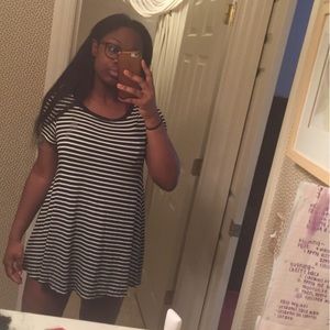 black and white striped short dress (or long top)